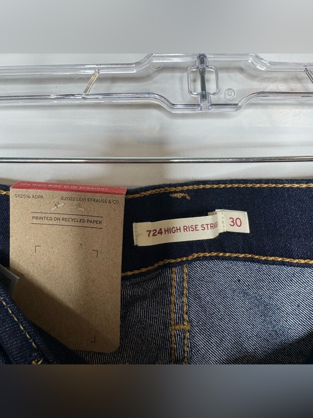 Levi's Men 724 high rise slim straight Dark Blue Jeans size 30x32 stretch - Picture 2 of 7